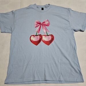 Blue Kids Shirt with Heart and Bow Design